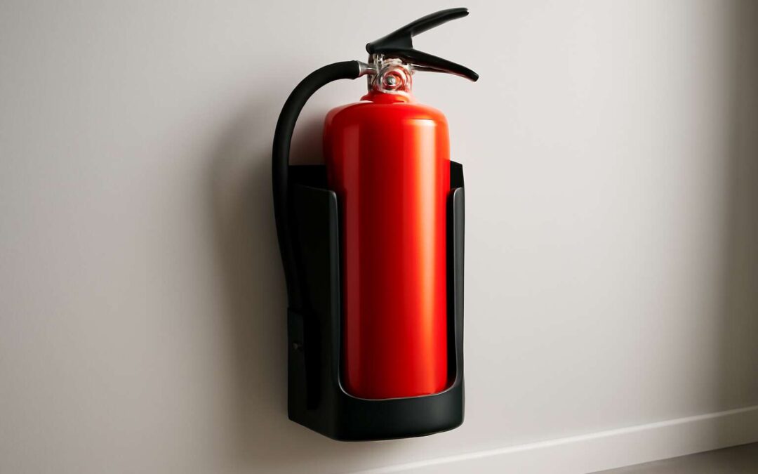 Smart, space-saving fire extinguisher holder stand for quick access and home safety.